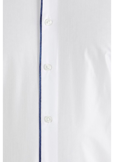 Efor Slim Fit Duble Manşet Biyeli Beyaz Lacivert Damatlık Smokin Gömlek Gk 182 Beyaz