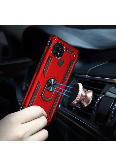 Realme C21 Kılıf Kamera Koruyucu Manyetik Standlı Tank Koruma Pazarplus Siyah