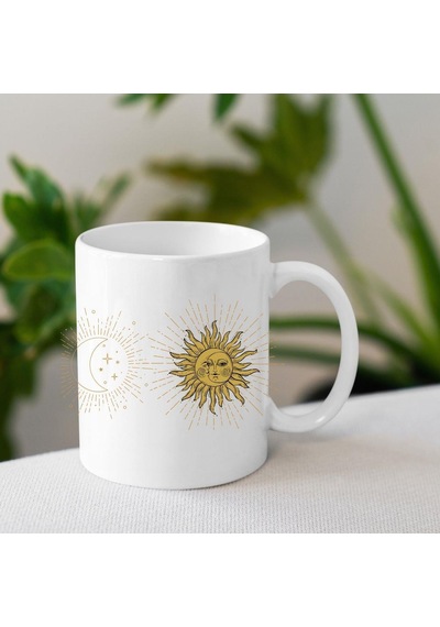 Güneş Ay Tarot Tasarımlu Kupa Bardak Saydam