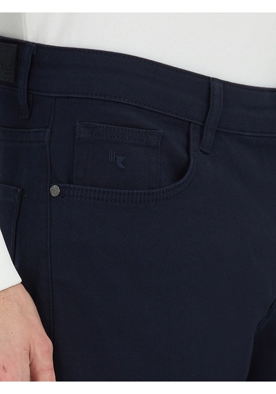 Kip Lacivert Düz Dokuma Slim Fit Casual Pamuk Karışımlı Pantolon Lacivert --