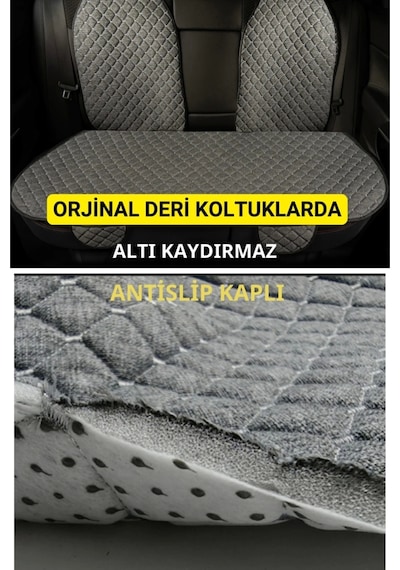 Seat Ateca 2016 Sonrası Terletmez Kaymaz Keten Oto Minder Kılıf Komple Set 7 Parça Füme Ön Ve Arka