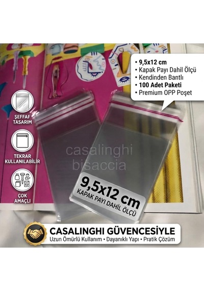 Şeffaf Jelatin Poşet 100 Adet 10x15 Cm Kendinden Yapışkanlı Bantlı Opp Torba Kapak Dahil