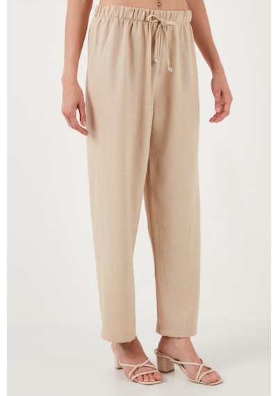 Lela Relaxed Fit Bol Paça Bayan Pantolon 5865826 Taş