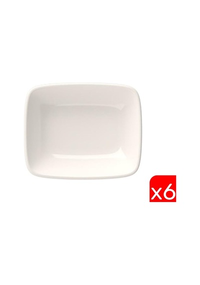 Tabak Evi Porselen Quadro Dikdörtgen Kayık Tabak 12x8,50cm 6 Lı Çok Renkli