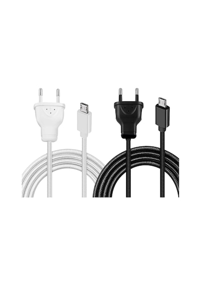 Powermaster Micro Usb Serisi 220V Fişli Örgülü Şarj Kablosu