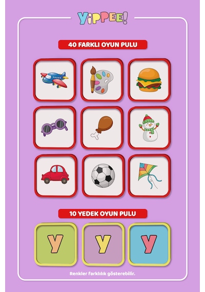 Çocuk Tombala Karma Temalı Ham Bez Kese 8 Tabla 40 Pul 60 Parça
