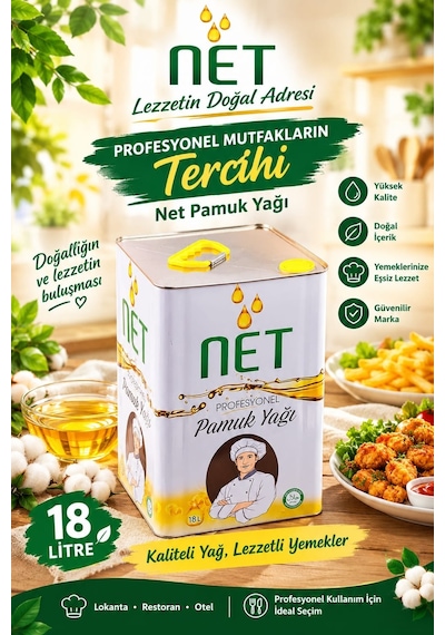 Net Rafine Pamuk Yağı 18 L