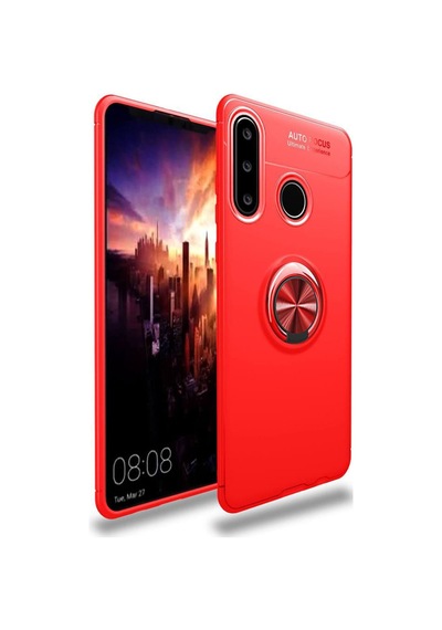 Huawei Y6p Uyumlu Kılıf Range Yüzüklü Silikon - Kırmızı
