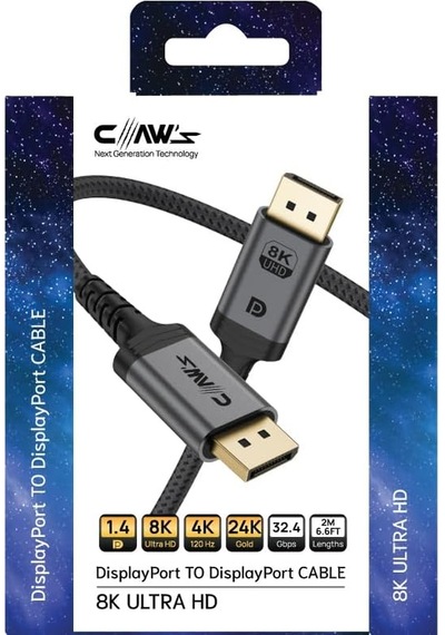 8k Uhd Displayport V1.4 32.4 Gbps / 24k /alüminyum Gövdeli 8k 60hz-4k 120hz-2k 240hz-fhd 240hz Destekli G-sync & Freesync 2 Metre Premium Displayport Kablo C-dpp-b1