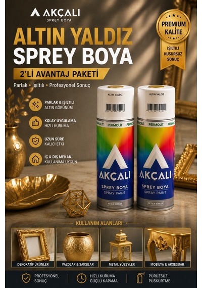 Permolit 400 Ml Altın Yaldız Sprey Boya 310 2'li Paket Altın