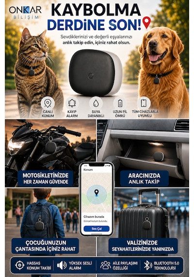 Okam Tag Apple iOS  & Android Uyumlu Airtag Akıllı Gps  Siyah 1