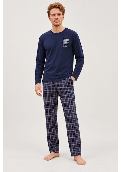 Pemilo Erkek 6500-1 Uzun Kol % 100 Pamuk Cotton Pijama Takımı Lacivert