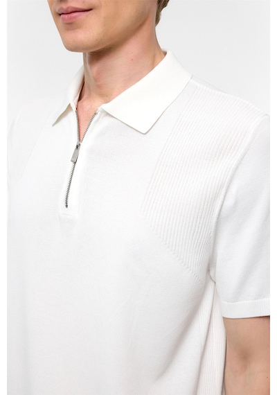 Süvari Beyaz Regular Düz Polo Yaka Triko Tşört -38341 Beyaz