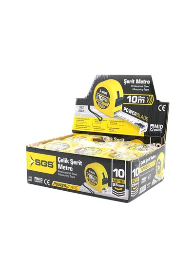 12 Adet 10mt X 25mt Stoplu Şerit Metre 1 M
