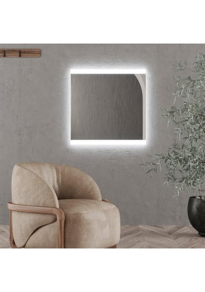 90x90 Cm Kare Led Banyo Aynası Touch Sensörlü, Dimmerli, Beyaz Işık 6500k Beyaz