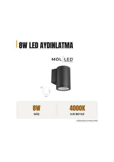 Molled Solo Serisi 8w Antrasit Led Dış Mekan Aplik 4000k - Mol9928-3 Diğer