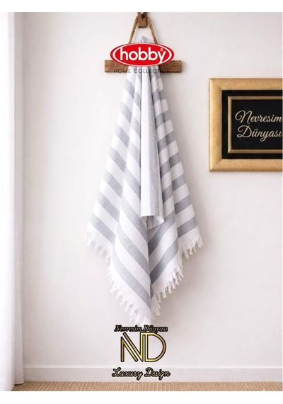 Stripe Gri Plaj Hlusu 70x140 - Evori-867118 Renkli