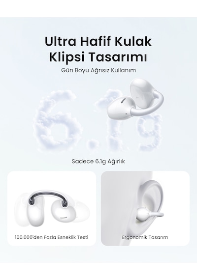 Ugreen Clipbuds Pro Hi-res Aktif Gürültü Engelleyici Kablosuz Kulak İçi Kulaklık, Beyaz, 65880