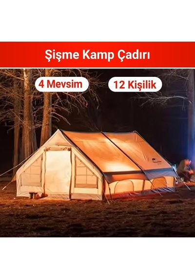 Tr Pikas Rovos 12 Kişilik Xxl Şişme Kamp Çadırı 4 Mevsim Büyük Aile Çadırı Su Geçirmez Oxford Kumaş Diğer
