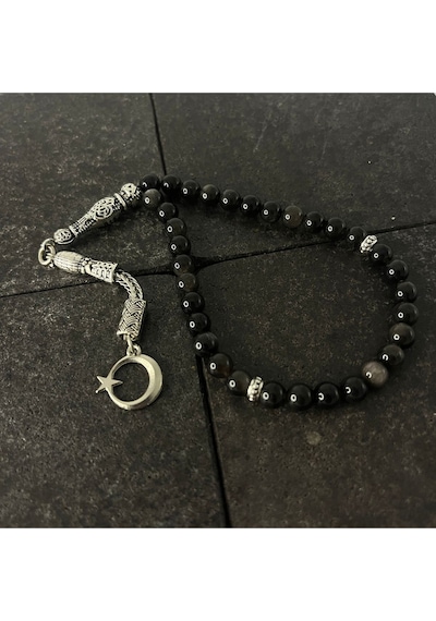 Sertifikalı Obsidyen 6mm 33lük Doğal Taş Tesbih
