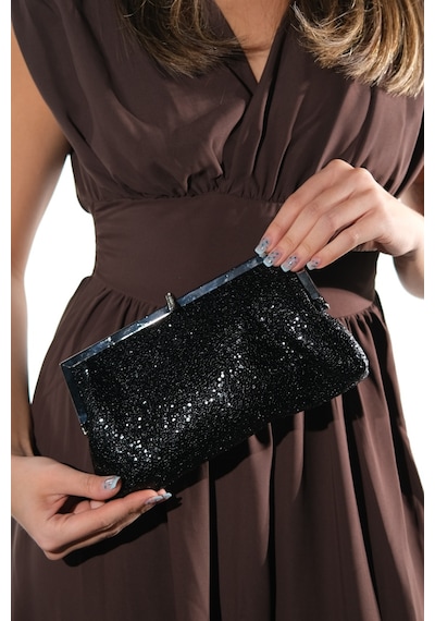 Luvishoes 752 Siyah Glitter Kadın Abiye Çanta