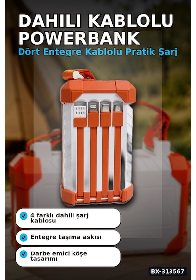 Bay Dahili Kablolu 60000mah Powerbank 22.5w Hızlı Şarj Type-c Usb Çıkışlı Dijital Göstergeli Bx-313567 Najmaddi Standart