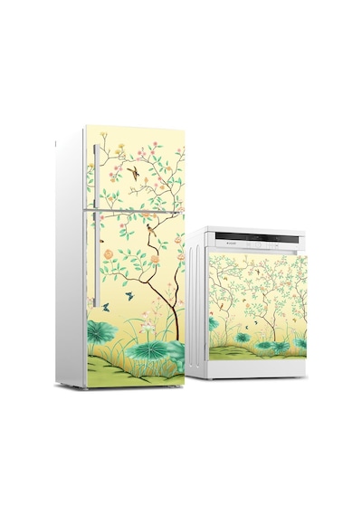 Buzdolabı Ve Bulaşık Makinası Beyaz Eşya Sticker Kaplama Ağaç Kuş (504720512)