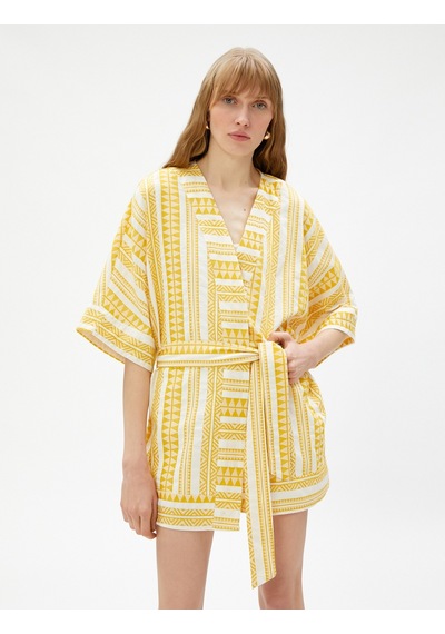 Koton Etnik Desenli Kimono Kuşaklı Kısa Kollu Hardal Desenli 3sak50010cw 3SAK50010CW1D9 Hardal Koton Etnik Desenli Kimono Kuşaklı Kısa Kollu Hardal Desenli 3sak50010cw 3SAK50010CW1D9 Hardal