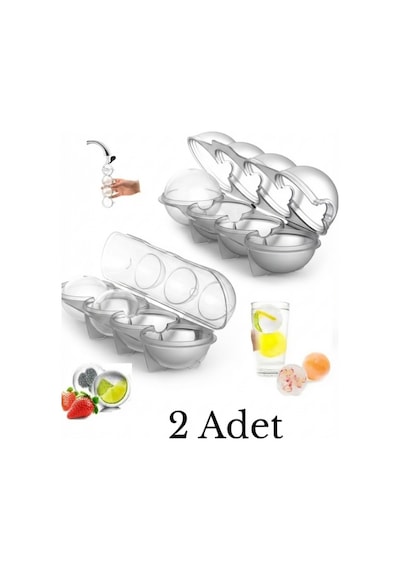 Mucit Home Küre Buz Top Kalıbı Küre Buz Topu Kalıbı 2 Adet Yuvarlak Içecek Buz Topu Dondurucu Şeffaf