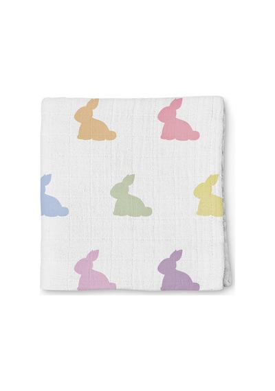 Lexroo % 100 Pamuk Müslin Bebek Örtüsü - Rainbow Lapin 70x70 Cm Muslın-ral-007070 Çok Renkli