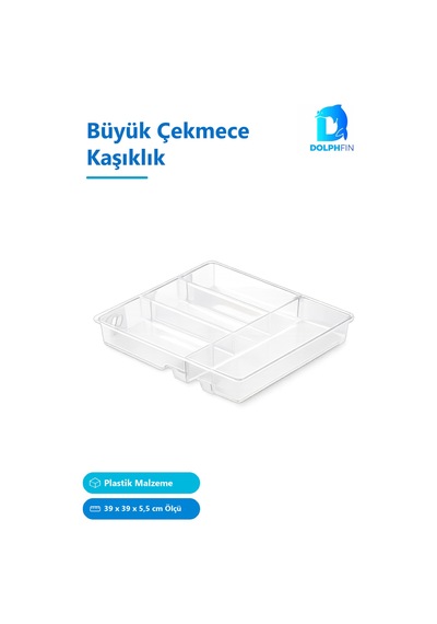 Şeffaf Plastik Büyük Çekmece Kaşıklık 39 X 39 X 5,5 Cm