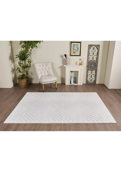 Mariesse Home Elit Bukleli Yumuşak Peluş Post Shaggy Çocuk Odası Oturma Odası Salon Mutfak Halısı 0771a Beyaz