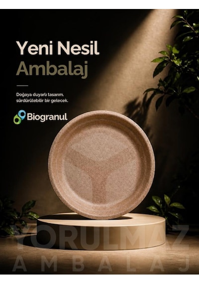 17 Cm %100 Doğal Biogranül Ahşap Tabak 5 Li Kullan-at Piknik & Servis Tabağı Siyah