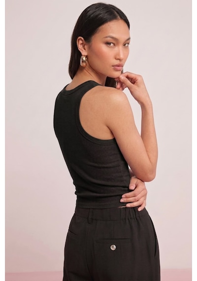 Fit Women Pamuklu Kadın Fitilli Görünümlü Kalın Askılı Basic Atlet 4624-siyah