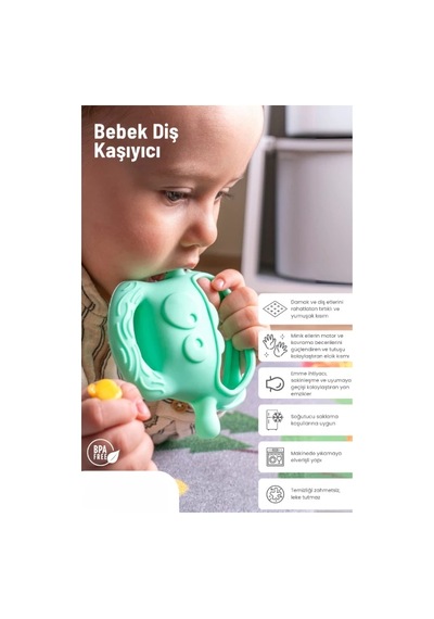 Bay Açık Yeşil Bebek Silikon Diş Kaşıyıcı Najmaddin Standart