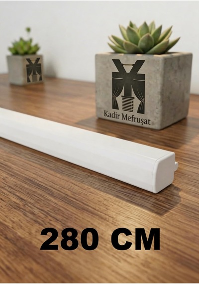 Beyaz Dekoratif Ray 2 Kanallı Dekoratif Metal Perde Kornişi Beyaz280cm - 853503874 Beyaz280cm