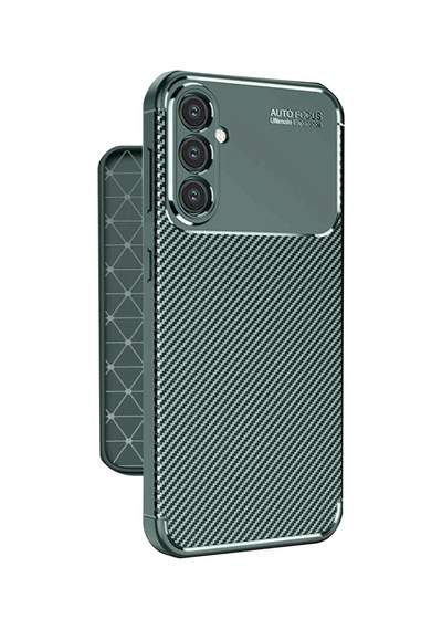 Samsung Galaxy A37 5g Uyumlu Kılıf Karbon Tasarım Kamera Korumalı Silikon Telefon Kılıfı Kapak Koyu Yeşil