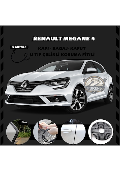 Renault Megane 4 Oto Araç Kapı Koruma Fitili 5 Metre Parlak Siyah Renk