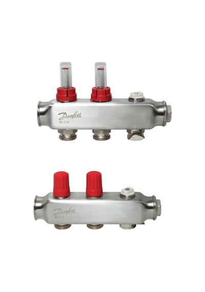 Danfoss 2'li Paslanmaz Çelik Debimetreli Kollektör Seti - 088u0752