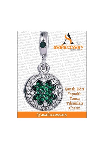 Şanslı Dört Yapraklı Yonca Tılsımları Charm Gümüş