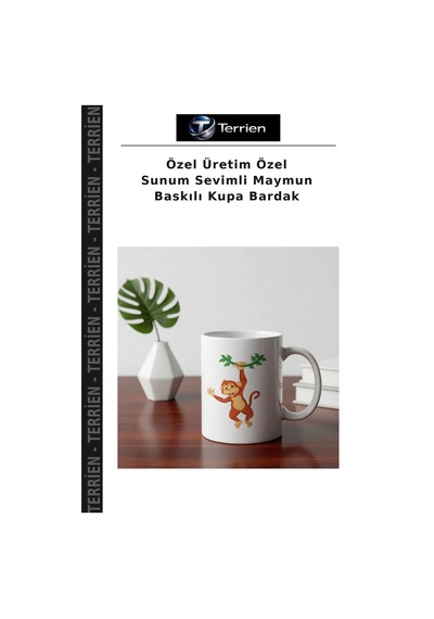 Özel Üretim Özel Sunum Sevimli Maymun Baskılı Kupa Bardak Çok Renkli