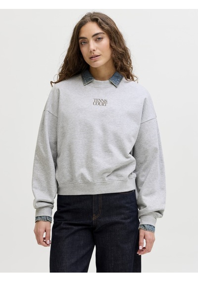Jack & Jones Kadin Sirt Baskili Sweatshirt - Gia - 12290097 Light Grey Melange Jack & Jones Kadin Sirt Baskili Sweatshirt - Gia - 12290097 Light Grey Melange