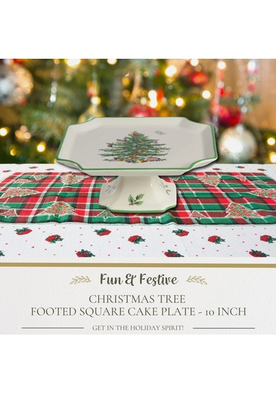 Spode Christmas Tree Footed Square Cake Plate 25cm / 10in - Ayaklı Kare Kek Ve Servis Tabağı Çok Renkli Spode Christmas Tree Footed Square Cake Plate 25cm / 10in - Ayaklı Kare Kek Ve Servis Tabağı Çok Renkli