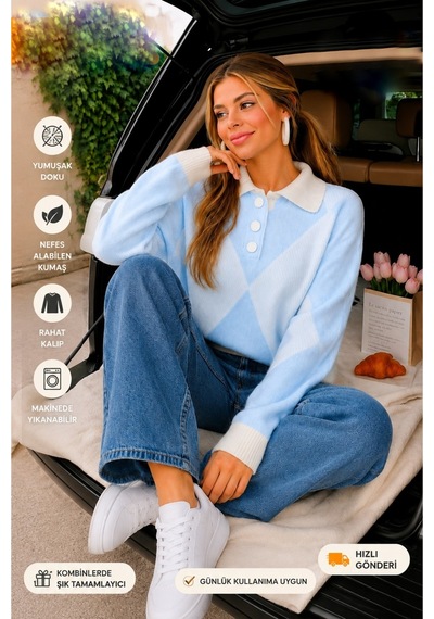 Flex Fashıon Kadın Polo Yaka Trend Oversize Popüler Triko Kazak Bebe Mavi Bebe Mavi - 744392241 Bebe Mavi - 744392241 Bebe Mavi Flex Fashıon Kadın Polo Yaka Trend Oversize Popüler Triko Kazak Bebe Mavi Bebe Mavi - 744392241 Bebe Mavi - 744392241 Bebe Mavi