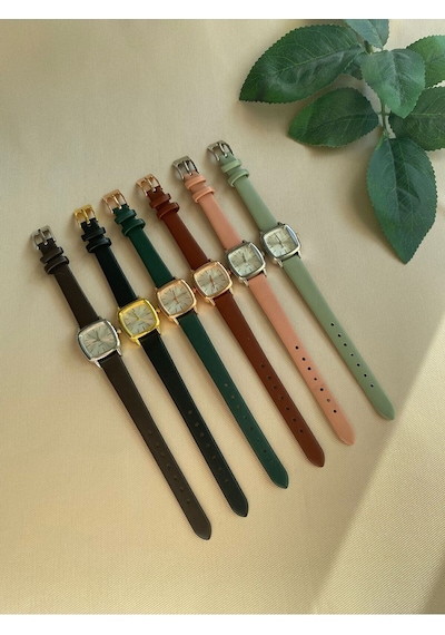 Retro Minimal Vintage Deri Kordon Kadın Kol Saati Gümüş