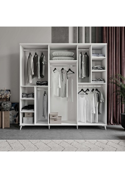 Rodos 6 Kapaklı Komple Mdf Beyaz Gardırop
