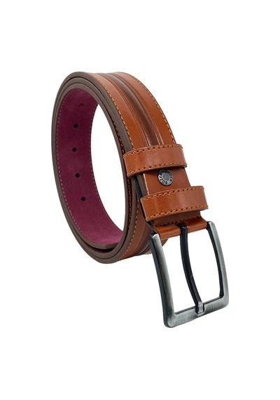 Süzer Deri Taba Suni Deri Ortası Desenli Model 4 Cm.lik Spor Kemer - 9023-52-22rl Taba