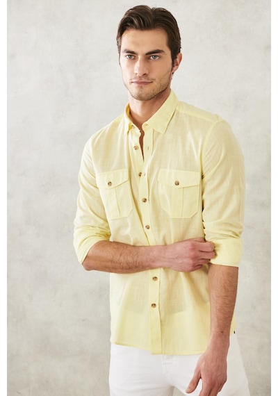 AC&Co / Altınyıldız Classics Erkek Sarı Slim Fit Dar Kesim Düğmeli Yaka %100 Pamuk Flamlı Gömlek 4A2022200034SARXL Sarı AC&Co / Altınyıldız Classics Erkek Sarı Slim Fit Dar Kesim Düğmeli Yaka %100 Pamuk Flamlı Gömlek 4A2022200034SARXL Sarı