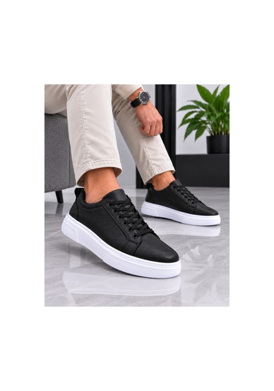 Yalçın Erkek Casual Bağcıklı Ortopedik Rahat Kaymaz Taban Sneaker Ayakkabı Siyah - 919615758 Siyah