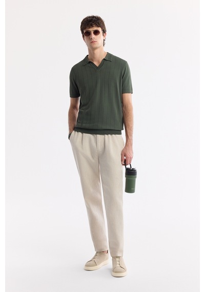 Avva Erkek Haki Polo Yaka Rayon Triko Regular Fit T-shirt A51y5015
